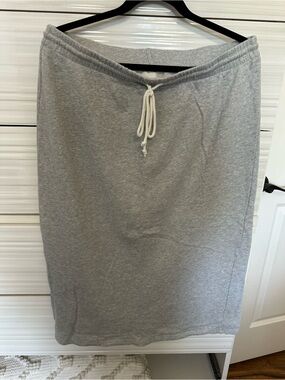 aerie Light Gray Drawstring Midi Skirt